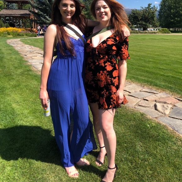 Royal Blue Maxi Dress with Lace Bodice - Picture 4 of 4